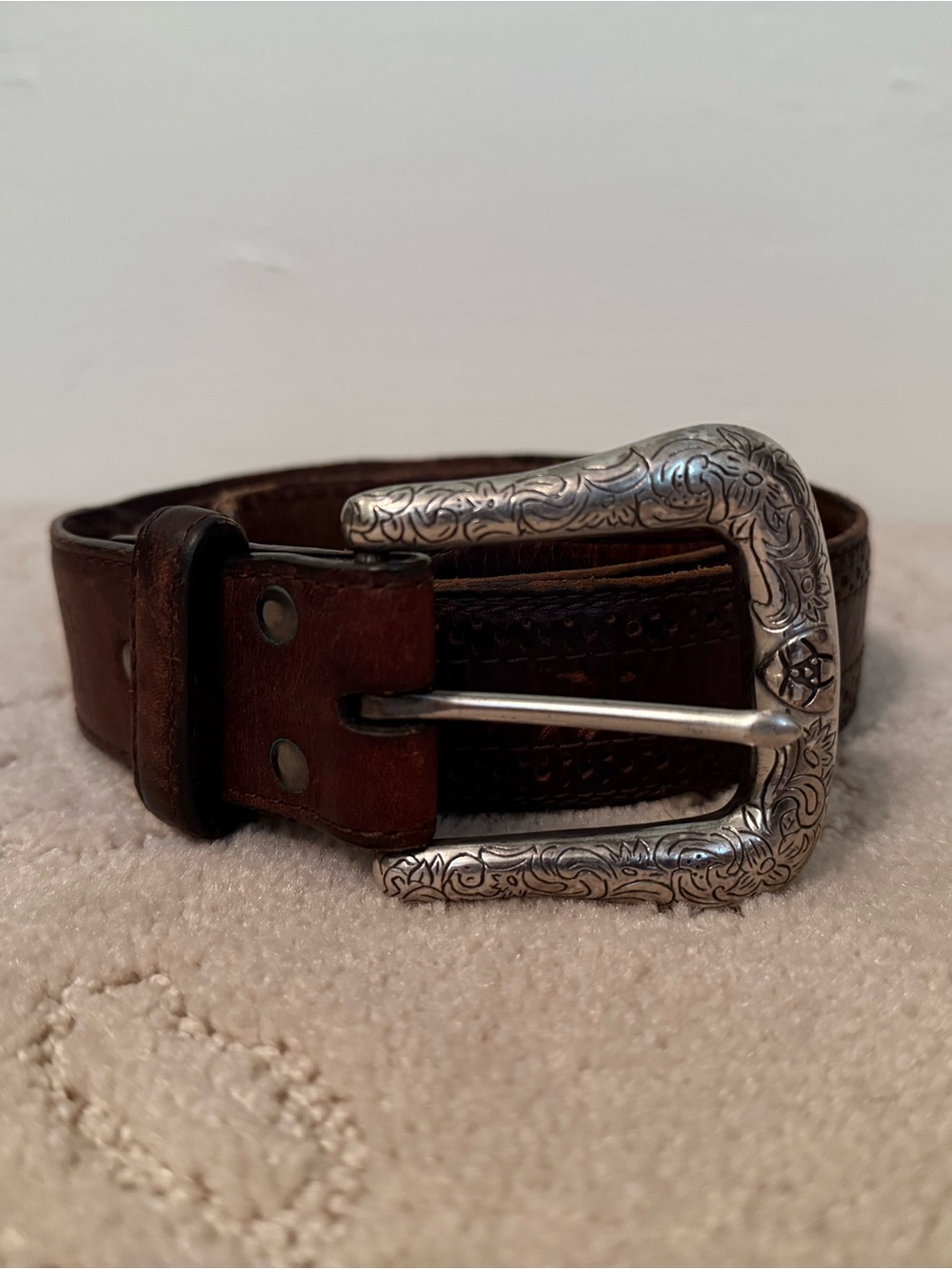 Ariat Brown Full-Grain Leather Western Belt – Size 38
